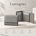 Luroqeno™ Women's Small Trifold Leather Wallet – Compact Minimalist Card Holder &amp; Cash Organizer (Grey)