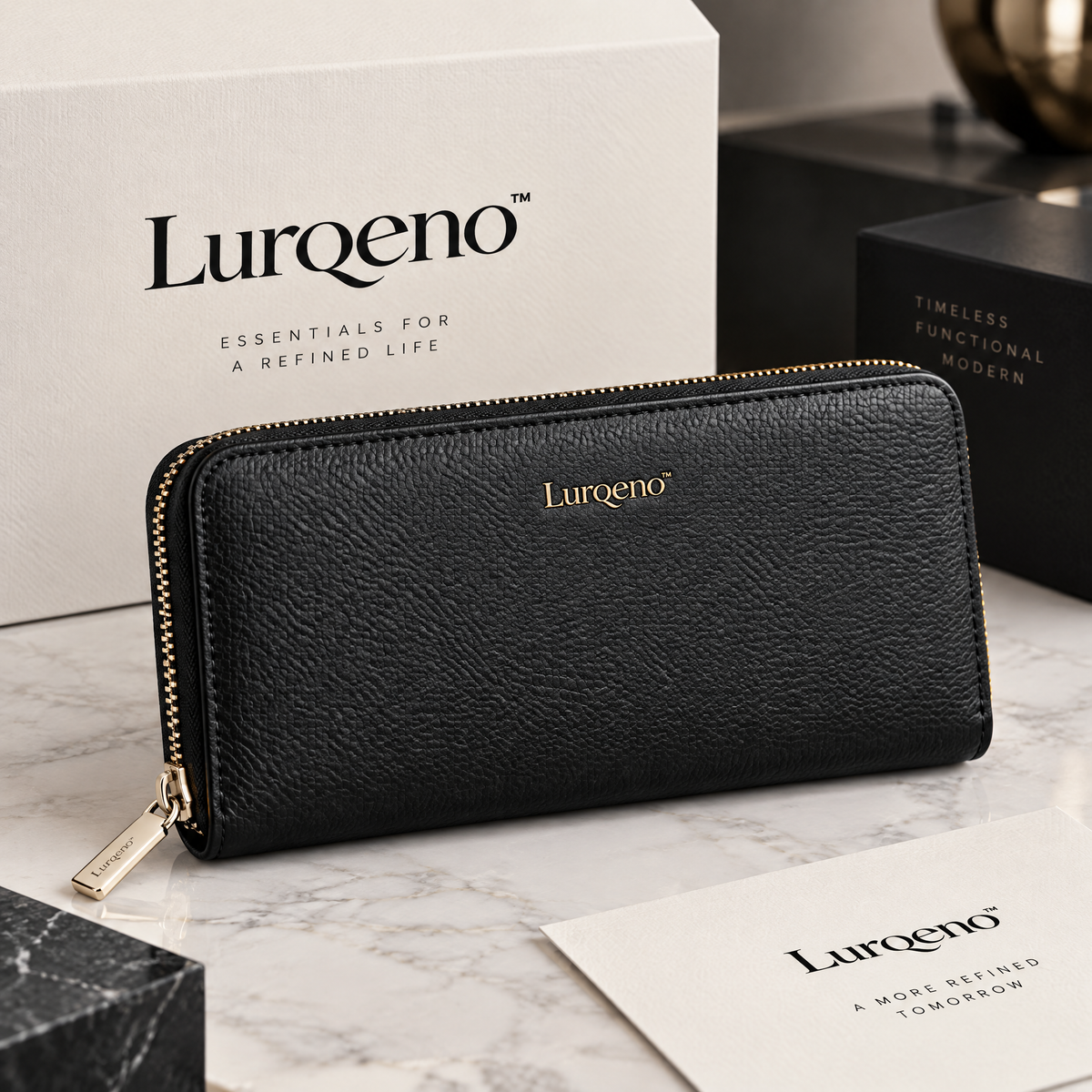 Lurqeno™ Compact Trifold Leather Wallet for Women &amp; Men | Minimalist Genuine Leather Small Bifold Card Holder &amp; Cash Organizer