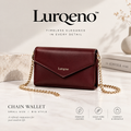 Lurqeno™ Women's Premium Leather Envelope Chain Wallet – Deep Burgundy Crossbody Clutch