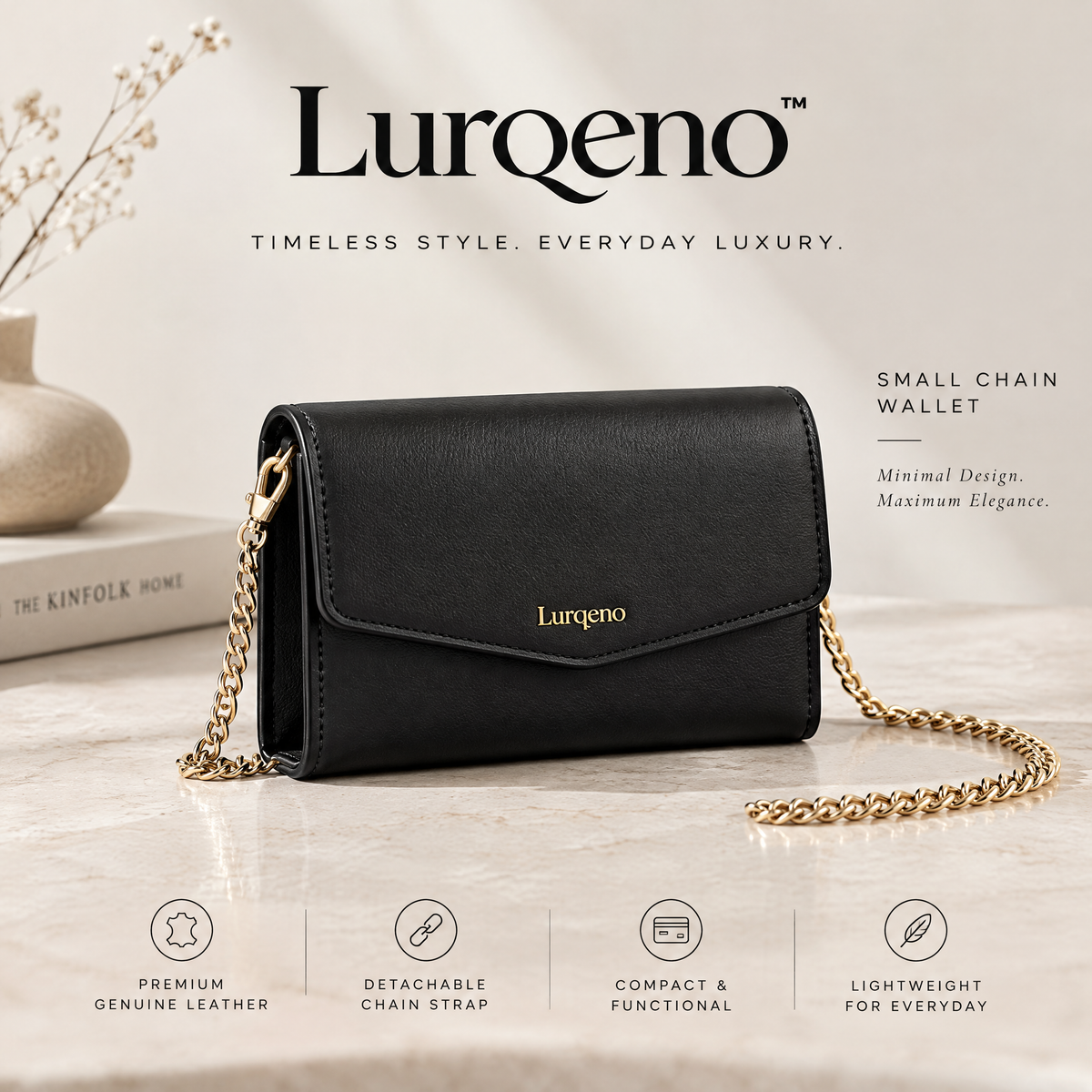 Lurqeno™ Women's Small Trifold Leather Wallet – Compact Minimalist Card Holder &amp; Cash Organizer (Grey)