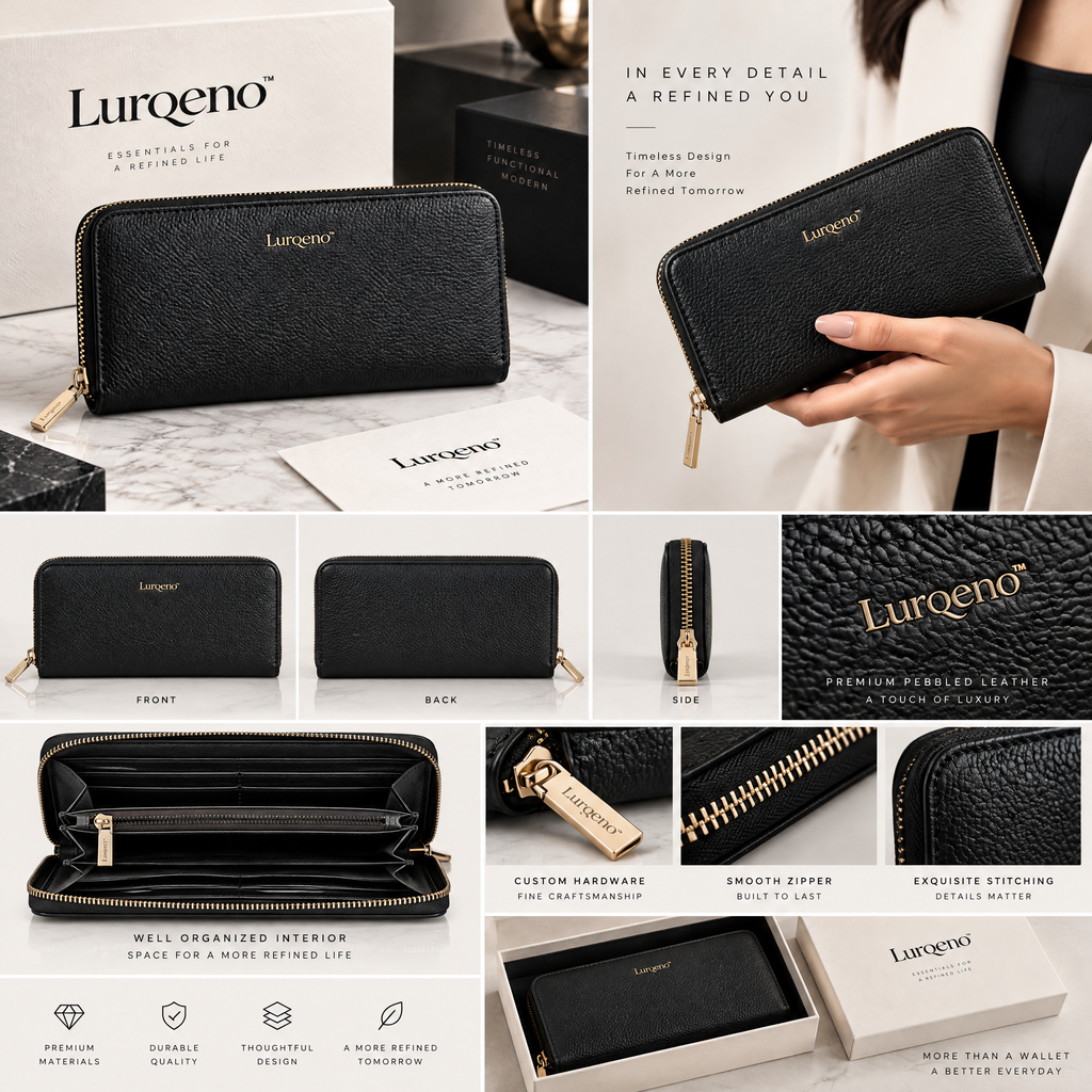 Lurqeno™ Compact Trifold Leather Wallet for Women &amp; Men | Minimalist Genuine Leather Small Bifold Card Holder &amp; Cash Organizer