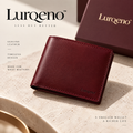 Lurqeno™ Slim Genuine Leather Bifold Wallet for Men – Minimalist Front Pocket Everyday Carry in Rich Burgundy with Luxury Gift Box