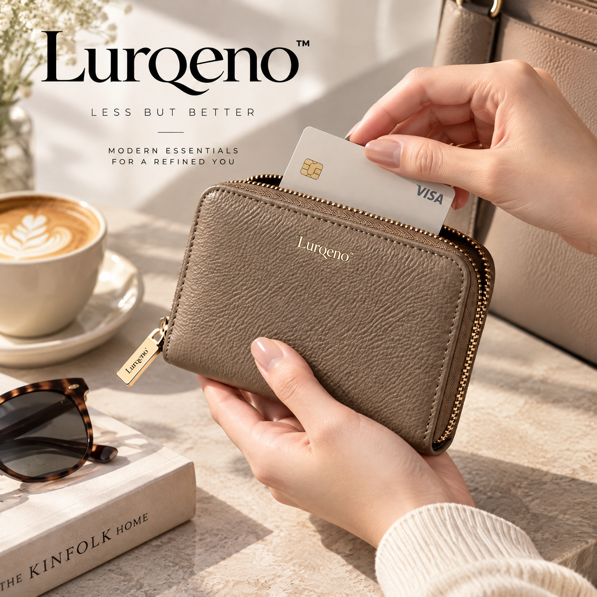 Lurqeno™ Minimalist Genuine Leather Compact Zip-Around Wallet