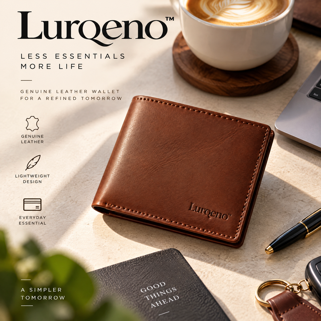 Lurqeno™ Men’s Genuine Leather Slim Bifold Wallet | Lightweight Everyday Carry with Luxury Gift Box (Classic Brown)