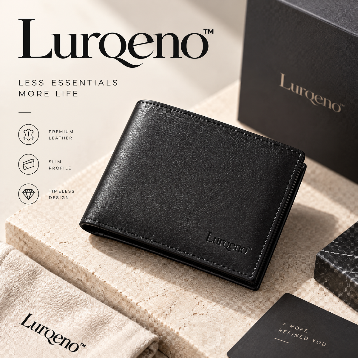 Lurqeno™ Men’s Slim Leather Bifold Wallet – Minimalist Front Pocket Everyday Carry