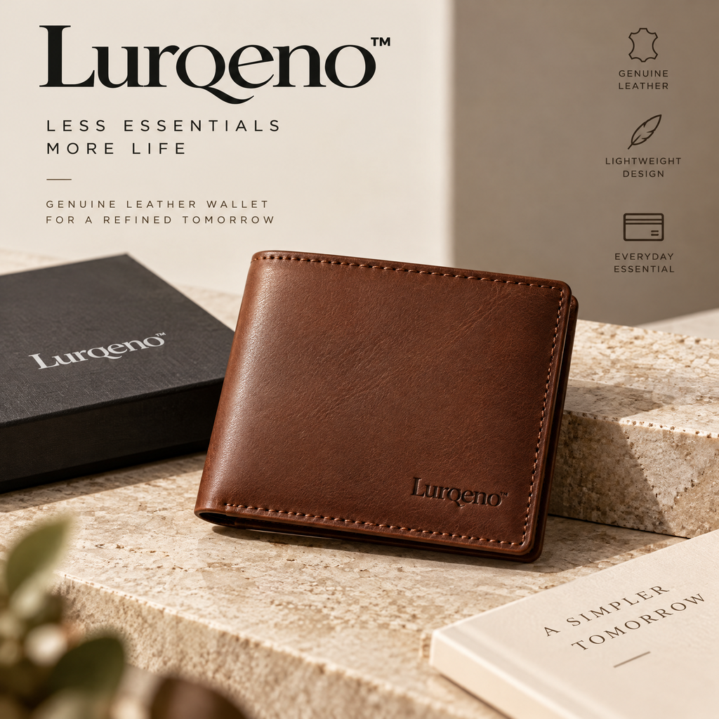 Lurqeno™ Men’s Genuine Leather Slim Bifold Wallet | Lightweight Everyday Carry with Luxury Gift Box (Classic Brown)